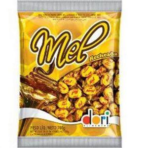 Bala dura recheada sabor mel Dori 700g.