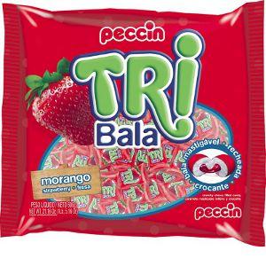 Bala Peccin Tri recheada morango 600g.