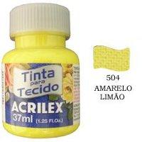 Tinta para tecido amarelo limão Acrilex 37ml.