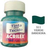 Tinta para tecido verde bandeira Acrilex 37ml.