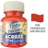 Tinta para tecido vermelho escarlate Acrilex 37ml.