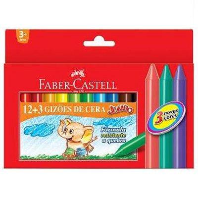 Gizão de cera Jumbo 15 cores Faber Castell
