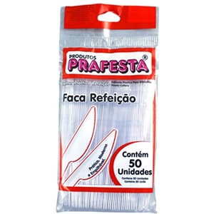 Faca descartável refeição Prafesta (50 unid.)