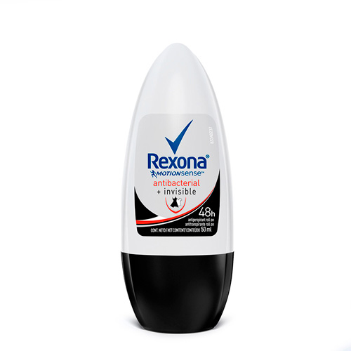 Desodorante roll on antibacterial + invisible Rexona 50ml.