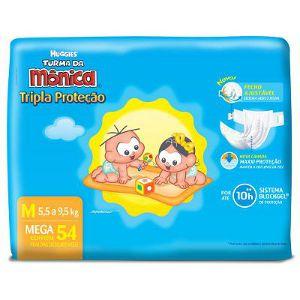 Fralda Huggies Turma da Mônica tripla proteção M 54x1