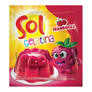 Gelatina Sol framboesa 25g.