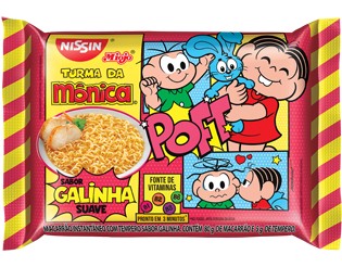 Macarrão instantâneo Turma da Mônica galinha suave Nissin 85g.