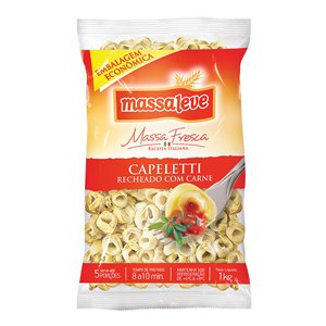 Massa fresca Capelleti recheio de carne Massa Leve 1 kg.