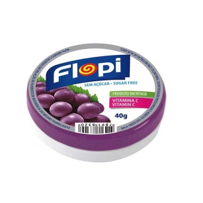 Bala de uva sem adição de açucar Flopi 40g.