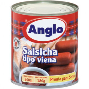 Salsicha tipo Viena em lata Anglo 300g.