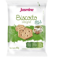 Biscoito snack  integral salgado de alho e orégano Jasmine 80g