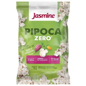 Pipoca de micro ondas Zero alho e orégano sem gordura com sal marinho Jasmine 70g 