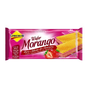 Biscoito wafer sabor morango sem adição de açucar Lowçucar 115g.