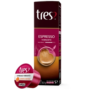 Cápsulas de café expresso vibrante 3 Corações 70g Cápsulas de café expresso vibrante 3 Corações 70g