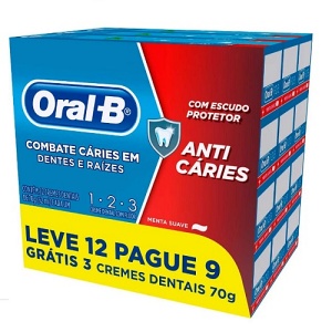 Creme dental anti caries Oral B 123 70g (pacote c/12 unid.) Creme dental anti caries Oral B 123 70g (pacote c/12 unid.)
