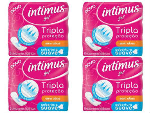 Absorvente Intimus tripla sem abas cob. suave 8x1 (pacote c/4 unid.)