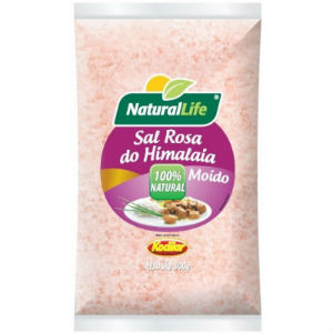 Sal rosa fino do Himalaia pacote 500g 