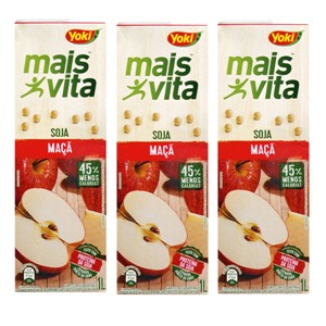 Bebida a base de soja sabor maçã Mais Vita Yoki 1lt. (pacote c/3 unid.)