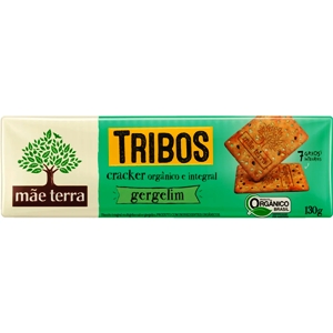 Biscoito cracker integral orgânico com gergelim 7 grãos TrIbos Mãe Terra 130g 