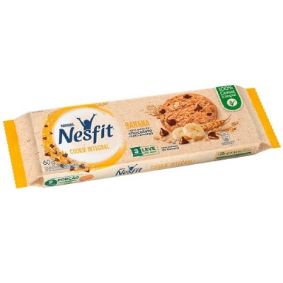 Cookie integral de banana com gotas de chocolate meio amargo Nesfit Nestlé 60g