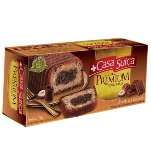 Bolo premium avelã e chocolate Casa Suiça 270g