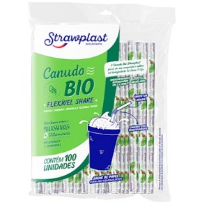 Canudo Bio flexível shake Strawplast 100x1