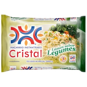 Macarrão instantâneo sabor legumes Cristal 85g.