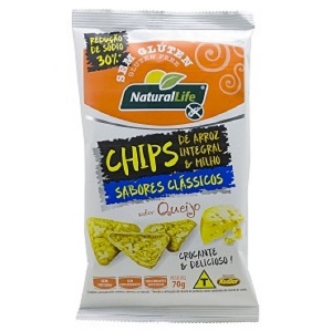 Chips de arroz integral e milho queijo sem glúten Natural Life 70g