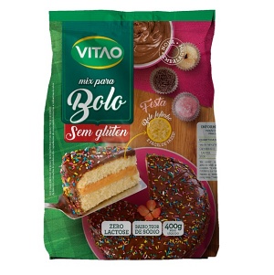 Mistura para bolo de festa sem glúten zero lactose Vitao 400g