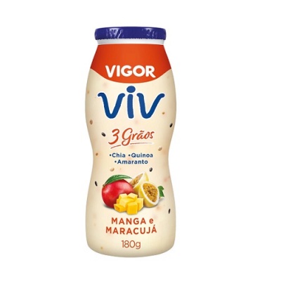 Iogurte líquido Vigor Viv 3 grãos manga e maracujá 180g