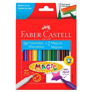 Canetinha hidrográfica 10 cores +2 mágicas Faber Castell 