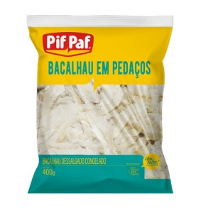 Bacalhau em pedaços dessalgado congelado Pif Paf 400g