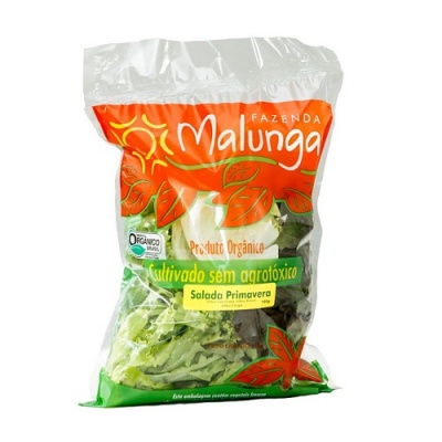 Salada Primavera orgânica alface americana, alface crespa e alface roxa 180g
