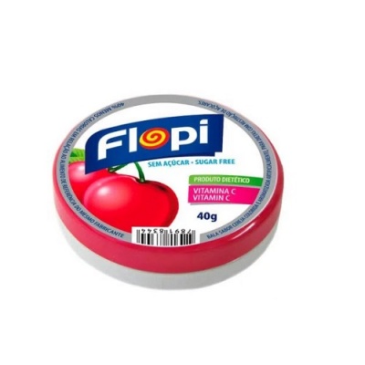 Bala de cereja sem adição de açucar Flopi 40g.