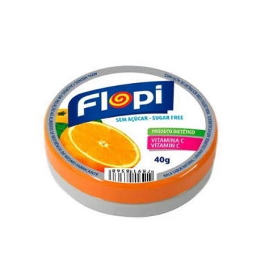 Bala de laranja sem adição de açucar Flopi 40g.