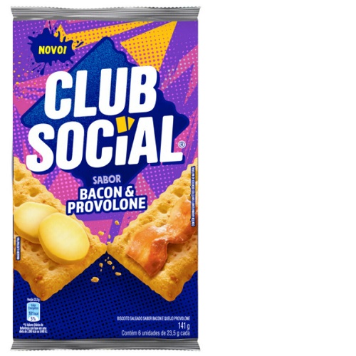 Biscoito Club Social Sabor Bacon e Provolone 141g