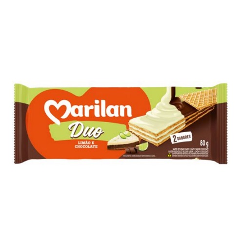 Biscoito Wafer Marilan Duo Limão e Chocolate 80g