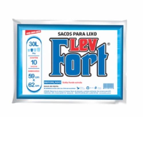 Saco de Lixo azul Fort Lev 30L