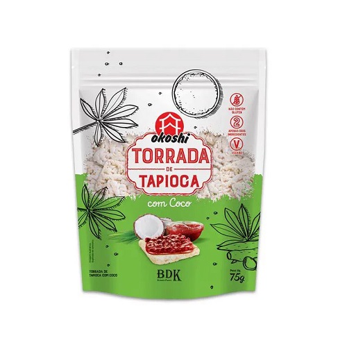 Torrada de tapioca com coco sem glúten Okoshi 75g