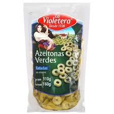 Azeitona verde fatiada em sachê  La Violetera 160g